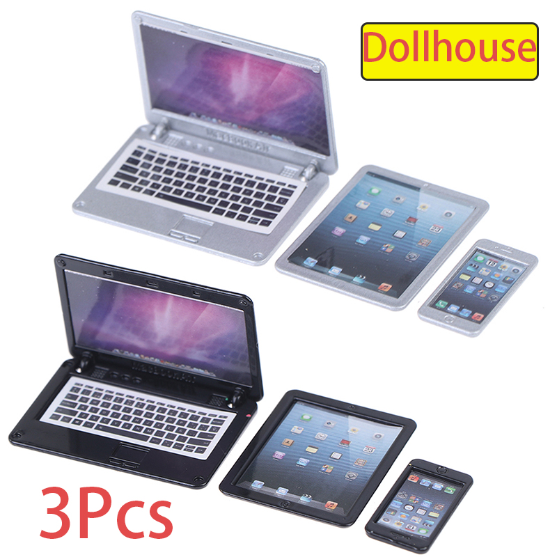 Diy Electronics Housing - 3Pcs/set 1:6 Dollhouse Simulation Miniature Laptop