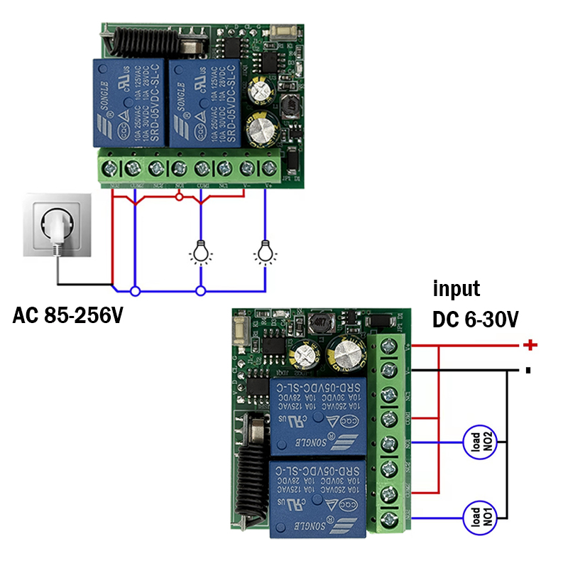 DC 9V 12V 24V AC 85-250V 2CH R - Rf 433Mhz Module recension och pris