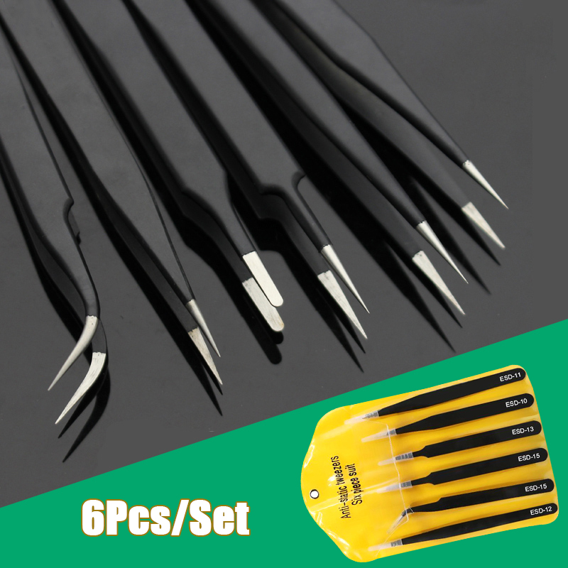6pcs Precision Long Tweezers S - Soldering Iron Kit recension och pris