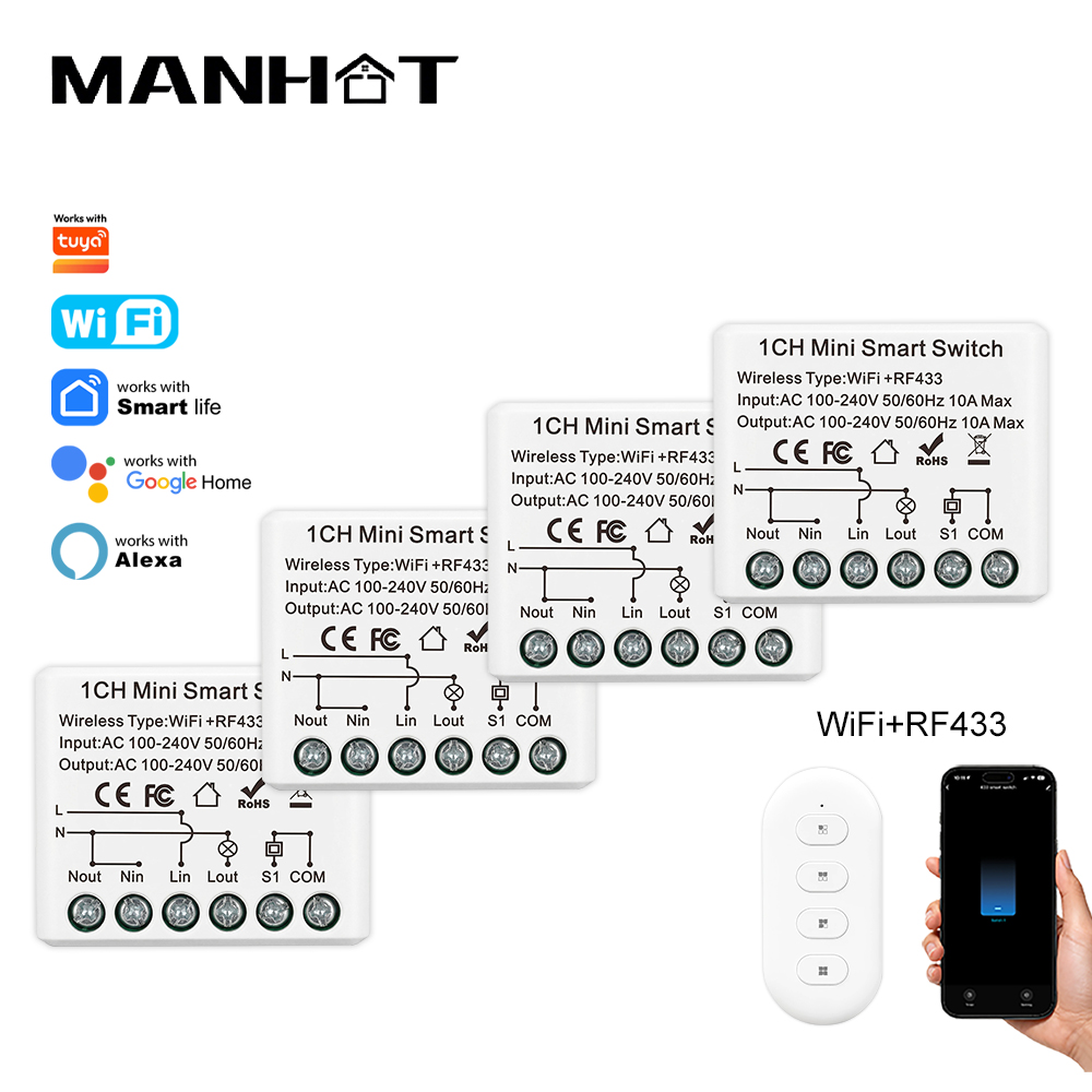 10A Mini WIFI Smart Switch RF4 - Rf 433Mhz Module recension och pris